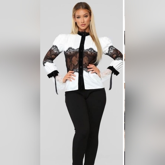 Beulah Tops - Beulah Style Coquette Black Organza Sheer Lace, Size Medium